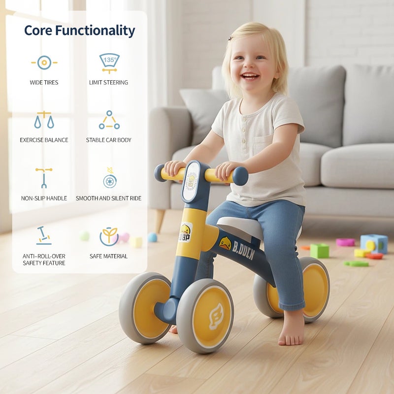 B.Duck - Toddler Balance Bike, Anti-slip Handle & Wheels, Indoor/Outdoor Ride, Blue, 1.5- 3 Y - Image 3